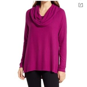 Gibson Convertible Neckline Tunic Purple Top